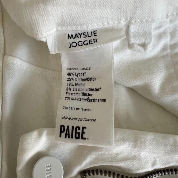 Paige Mayslie Jogger Pants White Women's Size 24 - Picture 8 of 9